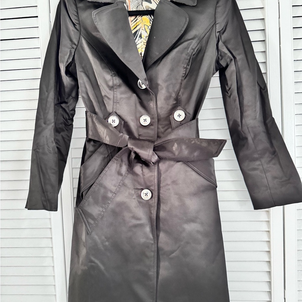 Black Trench Coat , Size M , Cache Brand Like New - image 4